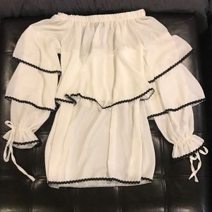 White off the shoulder tiered blouse